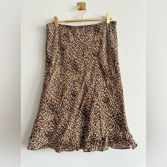Vintage Alfani Petite 100% Silk Midi Skirt – Brown Abstract Print – Size 10P - Picture 2 of 6